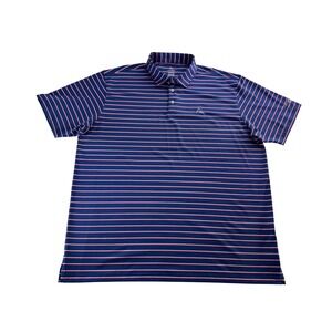 Rhoback Mens Polo Shirt XXXL Navy Red White Stripe Golf Performance Embroidered
